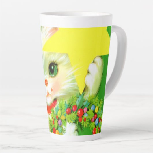 Weihnachtsfeier Retro-Jahrgang Weihnachtskatzenfes Milchtasse (Rechte Ecke)