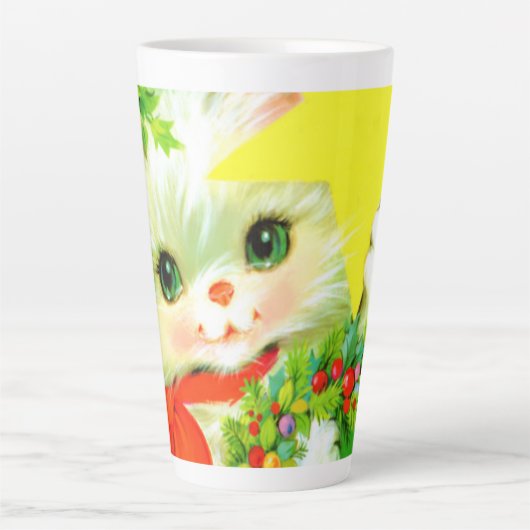 Weihnachtsfeier Retro-Jahrgang Weihnachtskatzenfes Milchtasse (Vorderseite)