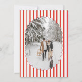 Weihnachtsfeier Retro Rot Gestreift Einladung (Rückseite)