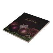 Weihnachtsfeier Rosa Ornamente Grüne Blätter Schwa Fliese (Seite)