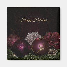 Weihnachtsfeier Rosa Ornamente Grüne Blätter Schwa Magnet