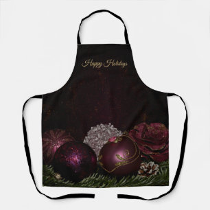 Weihnachtsfeier Rosa Ornamente Grüne Blätter Schwa Schürze