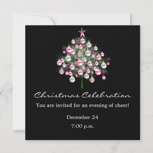 Weihnachtsfeier-Rosa-Themenorientierte Einladung (Vorderseite)