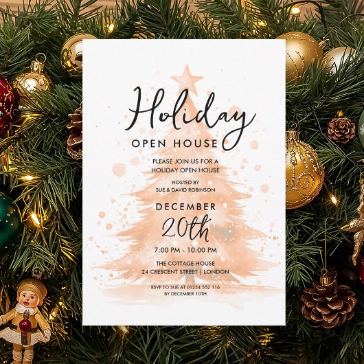 Weihnachtsfeier Rose Gold Handbemalte Baum Einladung