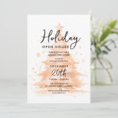 Weihnachtsfeier Rose Gold Handbemalte Baum Einladung (Stehend Vorderseite)