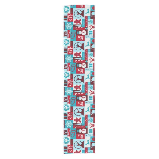 Weihnachtsfeier (rot/blau) kurzer tischläufer (Vorderseite)