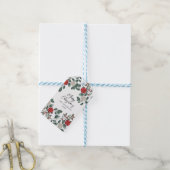 Weihnachtsfeier Rot Grün Floral Geschenkanhänger (Mit Garn)
