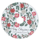 Weihnachtsfeier Rot Grün Floral Polyester Weihnachtsbaumdecke (Vorderseite)
