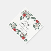 Weihnachtsfeier Rot Grün Floral Serviette (Ecke)