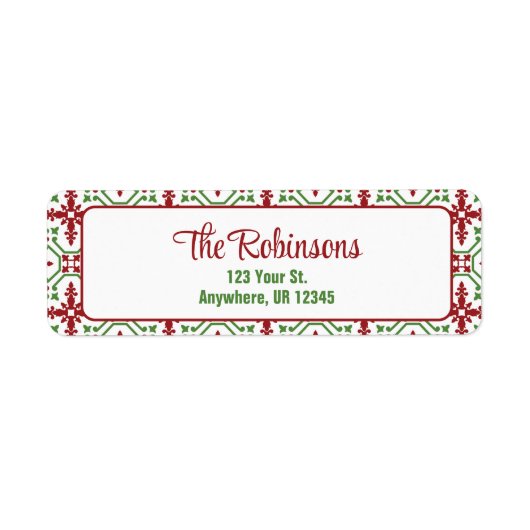 Weihnachtsfeier Rot & Grün Schneeflocken-Adresse (Vorne)