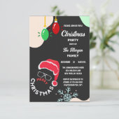 Weihnachtsfeier Rot Schwarz Einladung (Stehend Vorderseite)