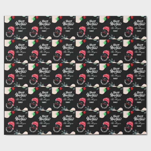 Weihnachtsfeier Rot Schwarz Geschenkpapier (Flach)