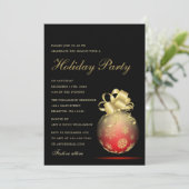 Weihnachtsfeier Rot und Gold Einladung (Stehend Vorderseite)