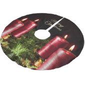 Weihnachtsfeier rote Kerzen Schwarz Polyester Weihnachtsbaumdecke (Schrägansicht)