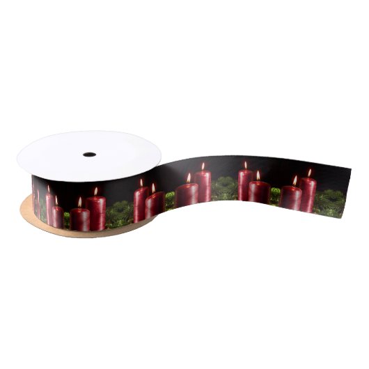 Weihnachtsfeier rote Kerzen schwarz Satinband (Spule)