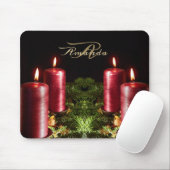 Weihnachtsfeier Rote Kerzen Winterfeiertage Mousepad (Mit Mouse)