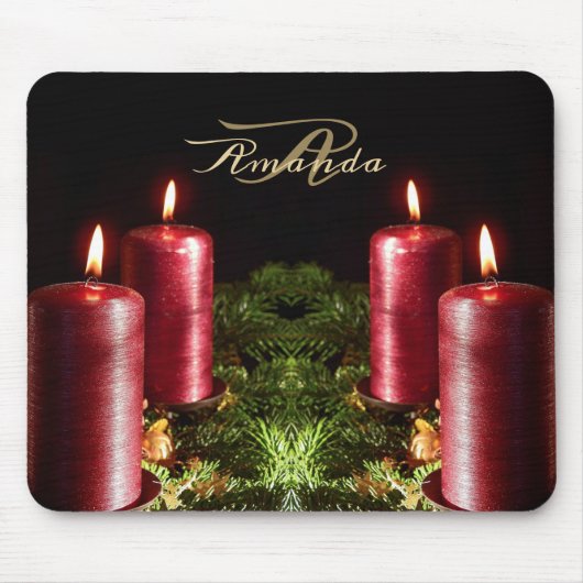 Weihnachtsfeier Rote Kerzen Winterfeiertage Mousepad (Vorne)
