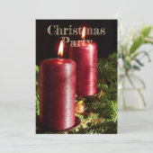 Weihnachtsfeier Rote Kerzen Winterferien Einladung (Stehend Vorderseite)