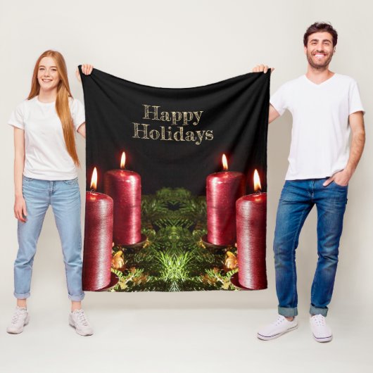 Weihnachtsfeier rote Kerzen Winterferien Fleecedecke (Beispiel)