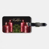 Weihnachtsfeier rote Kerzen Winterferien Gepäckanhänger (Rückseite horizontal)