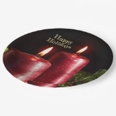 Weihnachtsfeier Rote Kerzen Winterferien Pappteller (Schrägansicht)