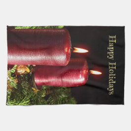 Weihnachtsfeier Rote Kerzen Winterurlaub Geschirrtuch