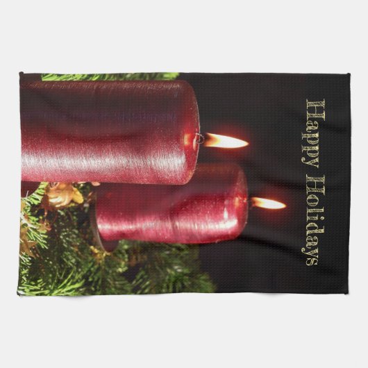 Weihnachtsfeier Rote Kerzen Winterurlaub Geschirrtuch (Horizontal)