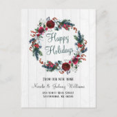 Weihnachtsfeier Rote Rose mit Kiefernblumenbeschus Ankündigungspostkarte