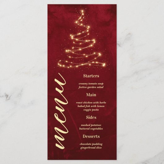 Weihnachtsfeier Roter Samt mit Baum Manu Karte (Vorderseite)