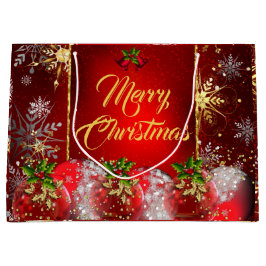 Weihnachtsfeier Rotes Gold Baubles Holly Inv Große Geschenktüte