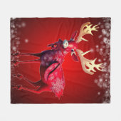 Weihnachtsfeier rotes Rentier Winterferien Fleecedecke (Vorderseite (Horizontal))