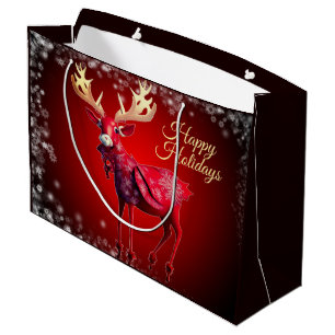 Weihnachtsfeier Rotes Rentier Winterferien Große Geschenktüte