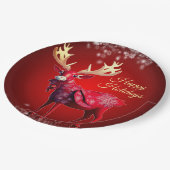 Weihnachtsfeier Rotes Rentier Winterferien Pappteller (Schrägansicht)