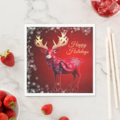 Weihnachtsfeier Rotes Rentier Winterferien Serviette (Beispiel)