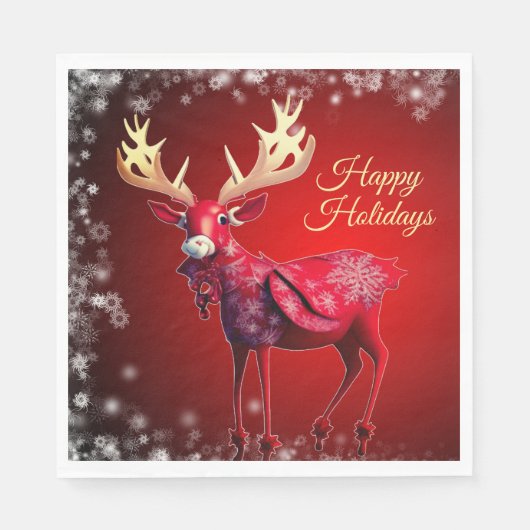 Weihnachtsfeier Rotes Rentier Winterferien Serviette (Vorderseite)
