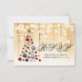 Weihnachtsfeier RSVP Tree Lights Ribbon Karte (Rückseite)