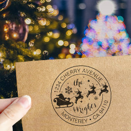 Weihnachtsfeier Rücksendeadresse Santa Claus Sleig Gummistempel