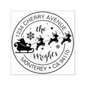 Weihnachtsfeier Rücksendeadresse Santa Claus Sleig Permastempel (Design)