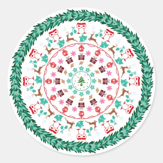 Weihnachtsfeier Runder Aufkleber (Vorderseite)