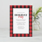 Weihnachtsfeier Rustic Buffalo Kariert Einladung (Stehend Vorderseite)