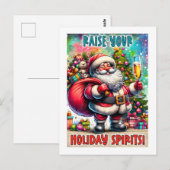 Weihnachtsfeier Santa – Champagner, Baum & Teddybä Postkarte (Vorne/Hinten)