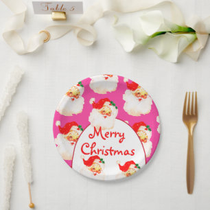 Weihnachtsfeier Santa Claus Rosa Pappteller