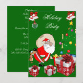 Weihnachtsfeier Santa Dog Tree Einladung (Vorne/Hinten)
