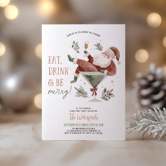 Weihnachtsfeier Santa Martini  Einladung