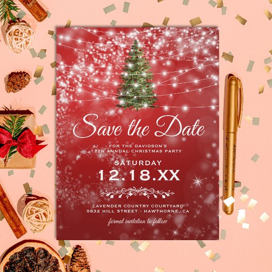 Weihnachtsfeier Save the Date Ankündigungspostkarte