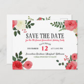 Weihnachtsfeier Save the Date in der rote Rose Ankündigungspostkarte (Vorne/Hinten)