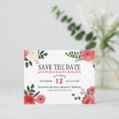 Weihnachtsfeier Save the Date in der rote Rose Ankündigungspostkarte (Stehend Vorderseite)