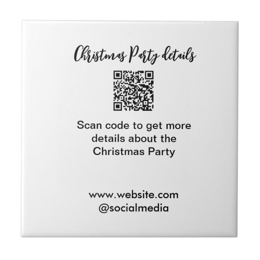 Weihnachtsfeier Scan QR-Code Details Website Socia Fliese (Vorderseite)