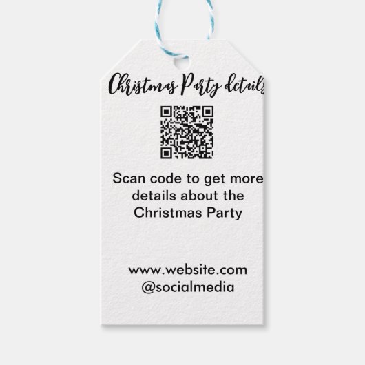Weihnachtsfeier Scan QR-Code Details Website Socia Geschenkanhänger (Vorderseite)