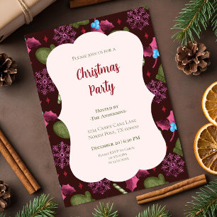 Weihnachtsfeier Schneeflocken und Zuckerstangen Einladung